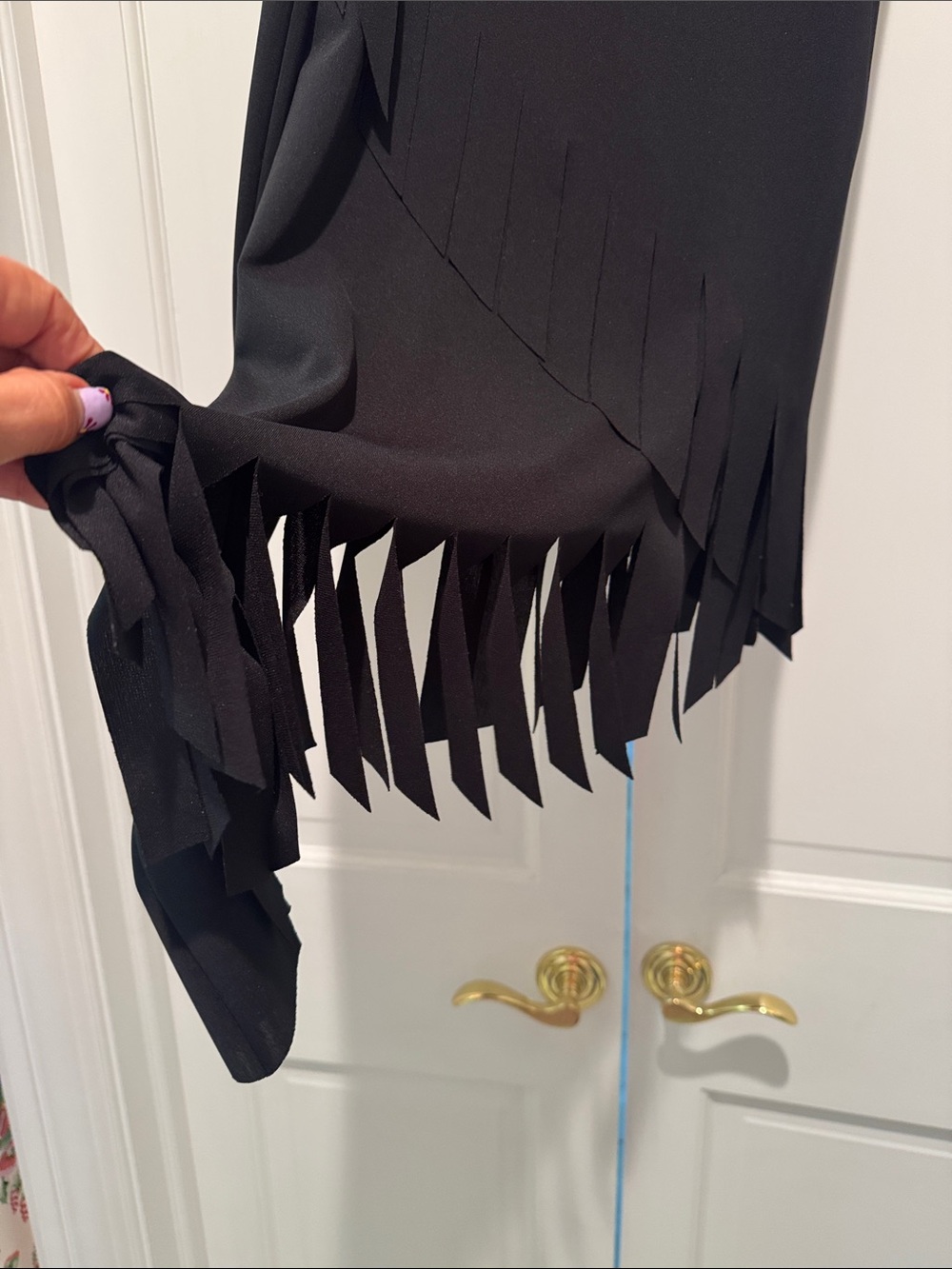 Cachet Black Asymmetrical Wide Fringe Midi Skirt - Picture 6 of 9